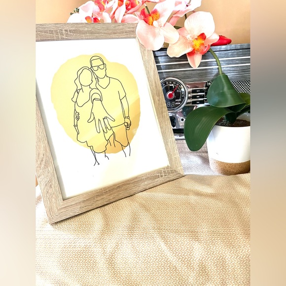 Custom Line Photo Frame, Personalized Gift, Line Drawings, Picture Frame - Picture 2 of 3
